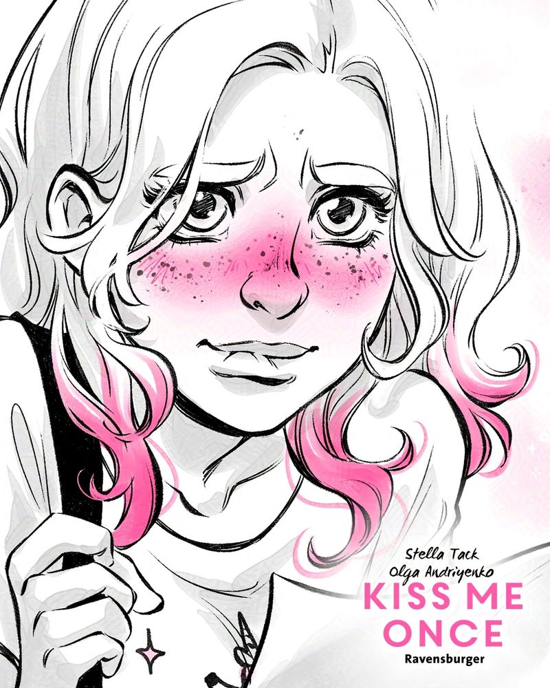 Drawing from "Kiss Me Once - the graphic novel" showing the main character Ivy being flustered.