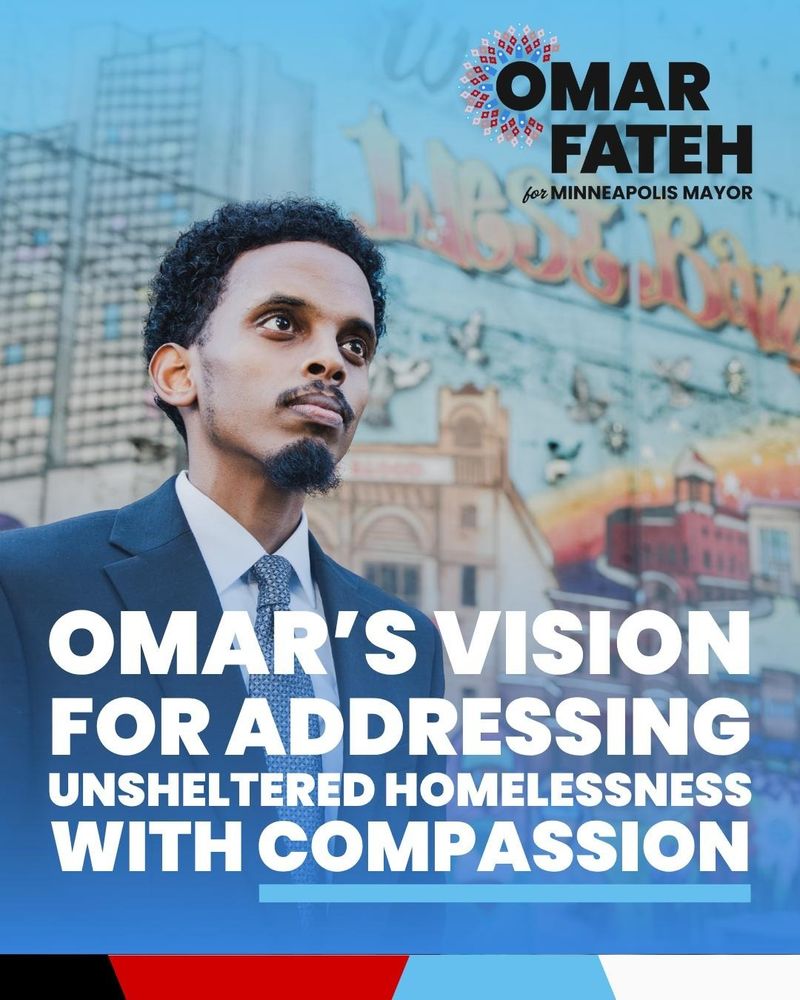 Omar Fateh for Minneapolis Mayor. Omar Fateh looks into the distance. Omar’s vision for addressing unsheltered homelessness with compassion.
