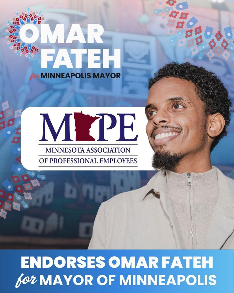Image of Omar Fateh. MAPE, Minnesota Association of Professional Employees endorses Omar Fateh for Mayor of Minneapolis.
