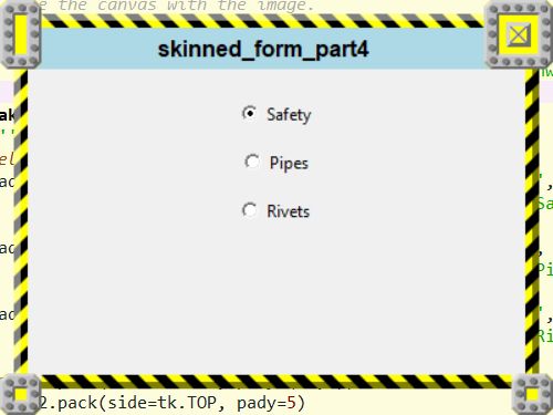 The Safety skin being used by a Python program