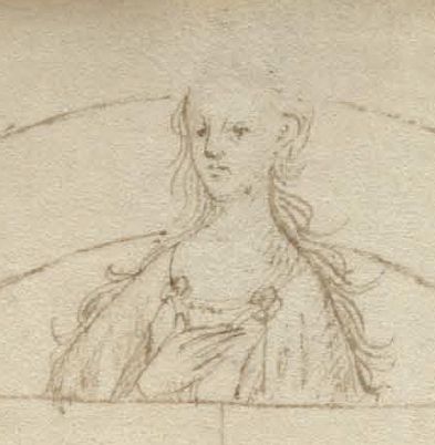 sketch of a noblewoman with loose hair - Cecily duchess of York - from Chicago University MS Codex 224