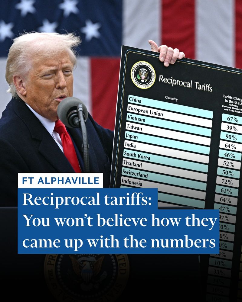 A photo of Donald Trump holding the reciprocal tariff numbers. Headline text reads: ‘Reciprocal tariffs: You won’t believe how they came up with the numbers’.
