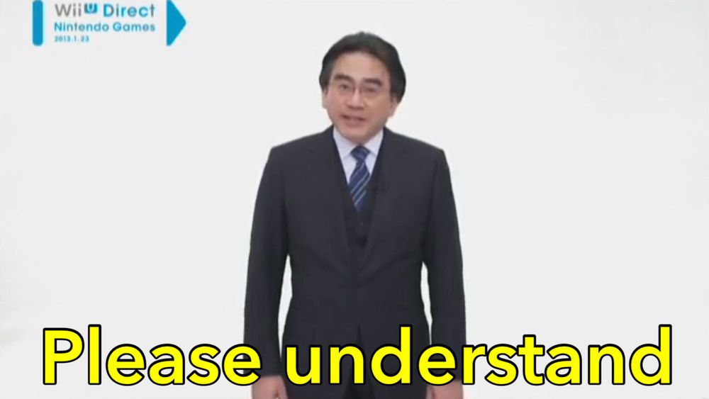 Satoru Iwata saying “Please understand”