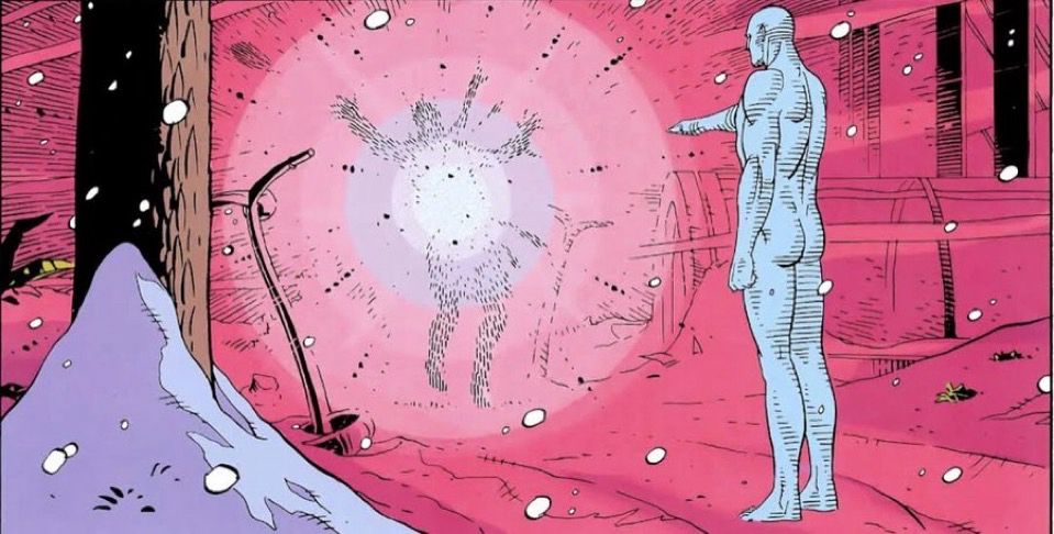dr manhattan blasting a dude