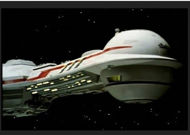 Shot of the Searcher starship from the 70s TV show Buck Rogers in the 25th century