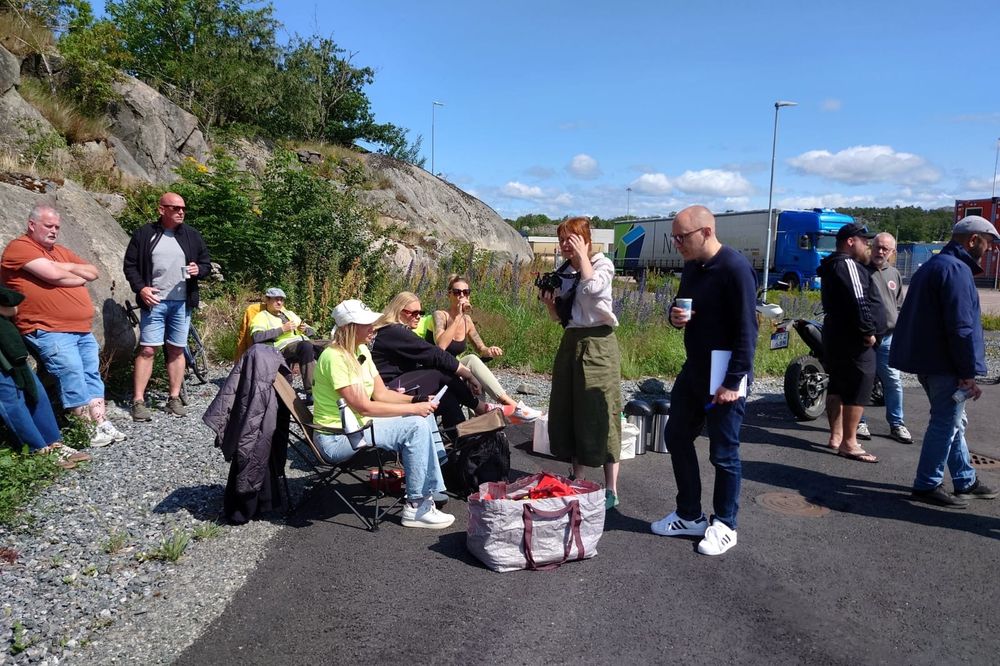 Strejkande hamnarbetare.