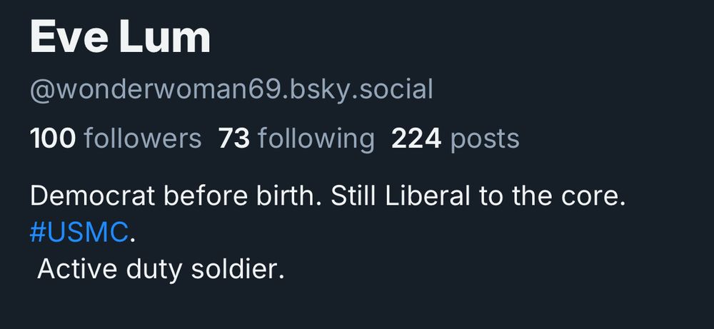 Bio of that person:
“Democrat before birth. Still Liberal to the core.
#USMC.
Active duty soldier.”