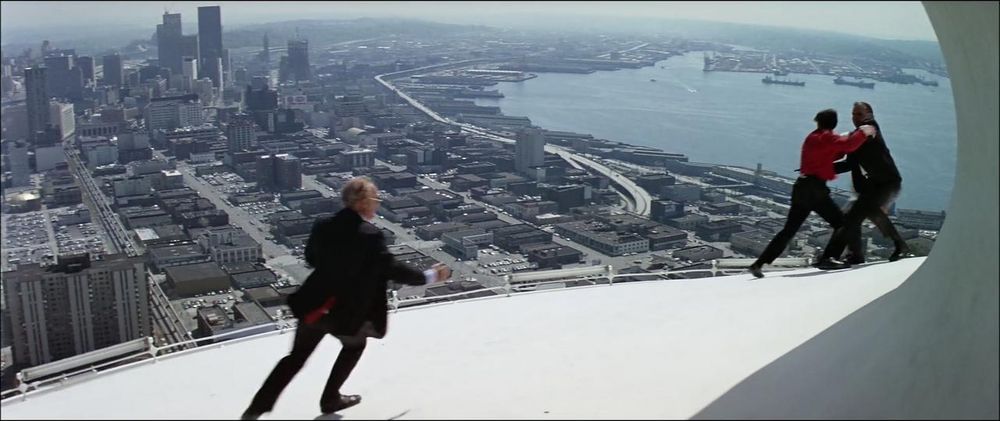 A man suspected of assassinating a U.S. Senator is cornered by security agents.