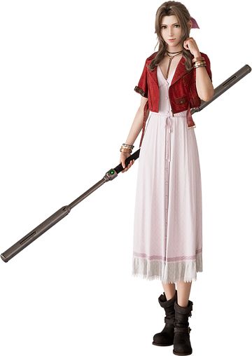 Aerith Gainsborough holding her staff