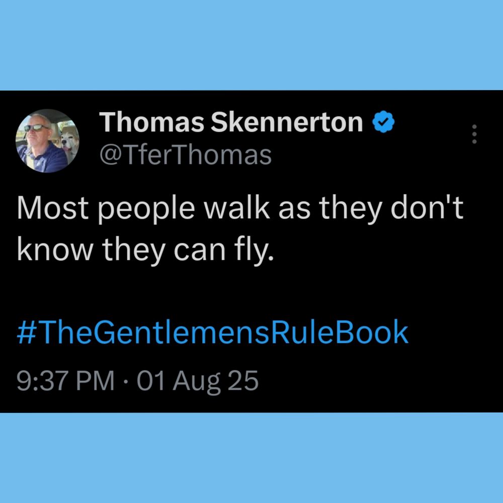 Most people walk as they don't know they can fly.

#TheGentlemensRuleBook
