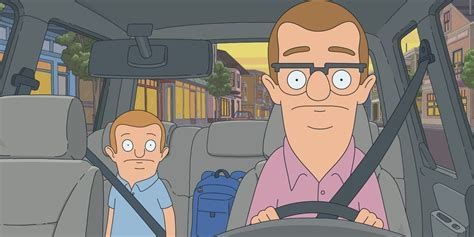 Regular-sized Rudy and his dad in a car, from Bob's Burgers