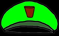 crudely drawn captains hat with pint glass badge