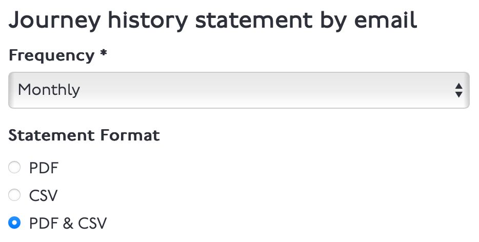 tfl journey history statement by email