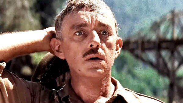 Alec Guinness in Bridge Over The River Kwai looking terrified and saying "My god, what have I done?"