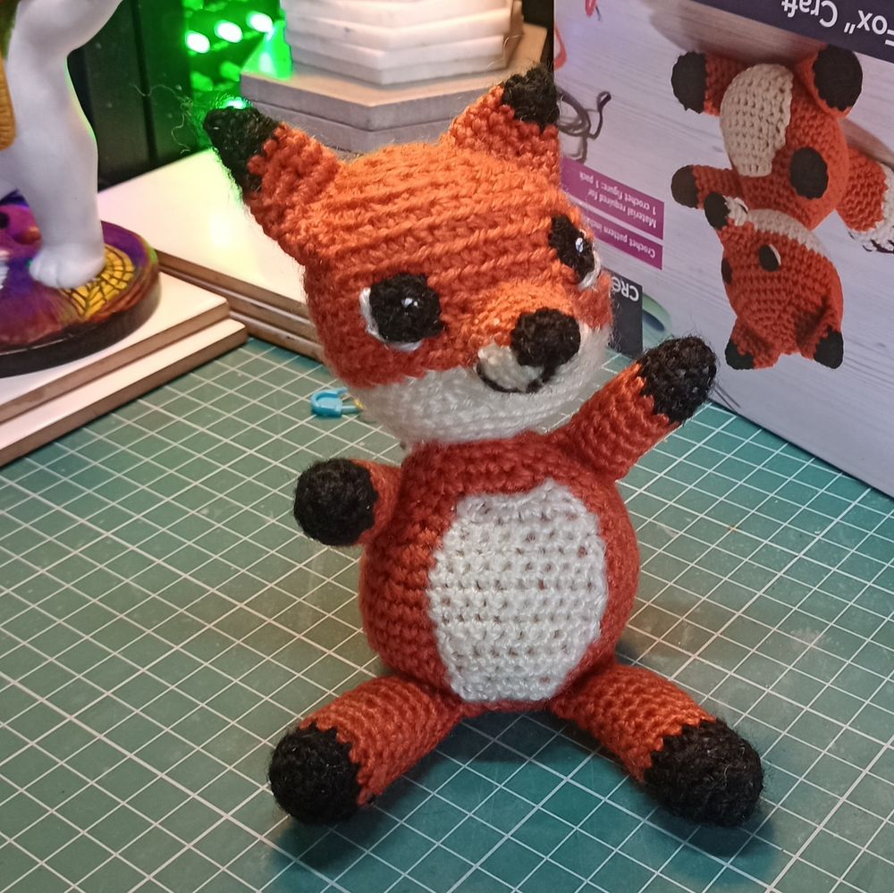 Slightly wonky crochet fox