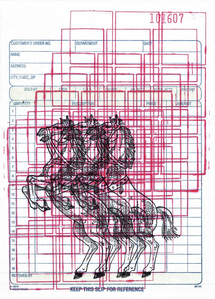 "Exchange States (State III, No. 1)"

From the "Exchange States" Series

Hand Stamped Ink on Statement Business Blanks, Published: 2025