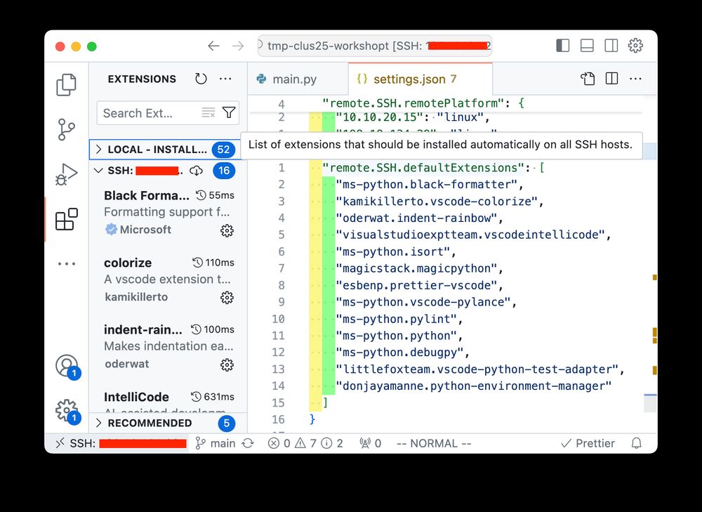 installing vscode extensions on remote host