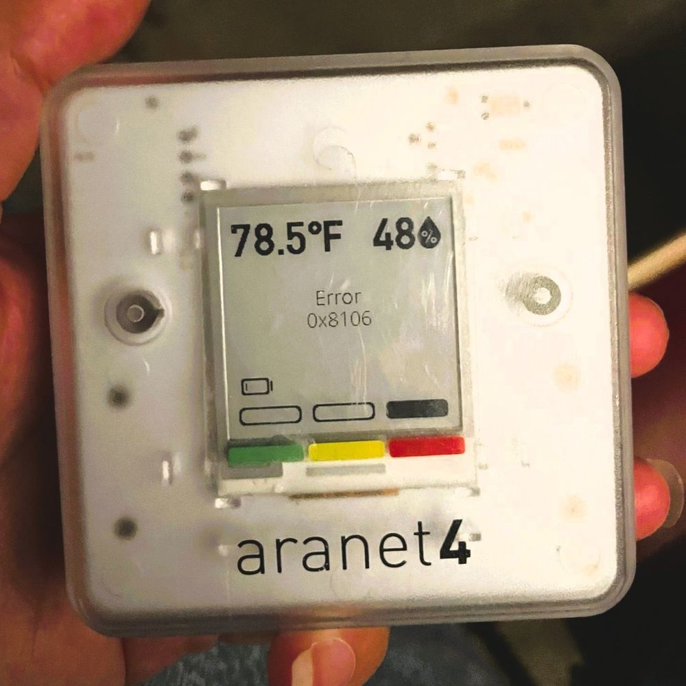 Aranet now showing no CO2 reading just "Error 0x8106" 