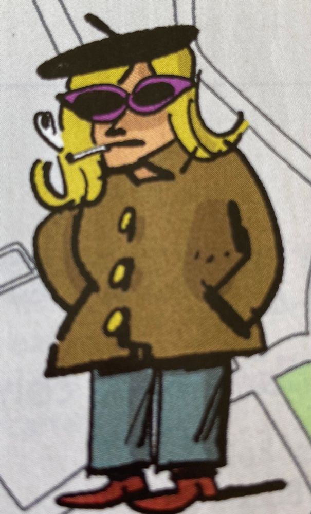 Un dessin de Lara dans les dossiers du Canard Enchainé « 100 histoires d’espions » montrant une espionne du Palmipède sur zone 