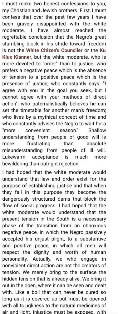 Excerpt from Martin Luther Kings "Letter from Birmingham Jail"
