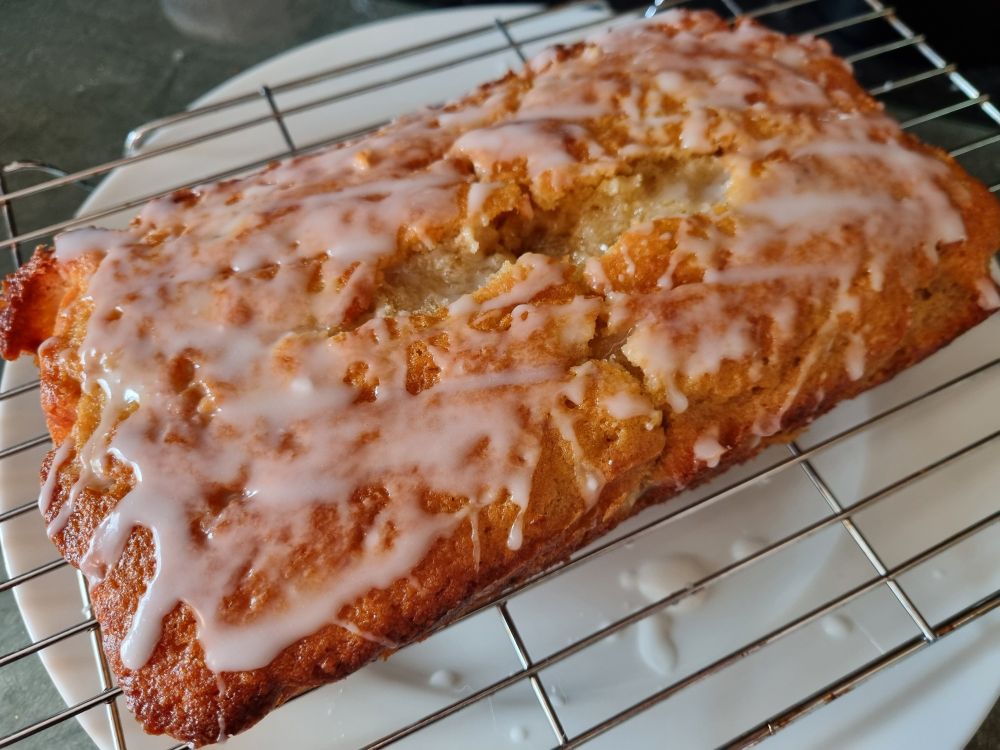 Banana bread with icing