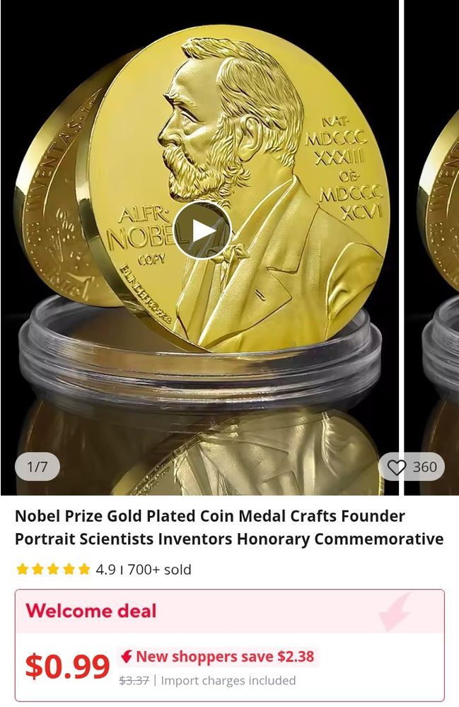 replica nobel peace prize coin from ali express. available in bulk wholesale quantities.