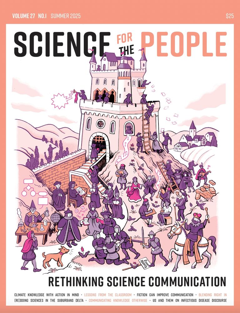Science for the People
Rethinking Science Communication

Cover by Matteo Farinella

A busy scene of people and scientists interacting in different ways, around an 'ivory tower' representing academia.