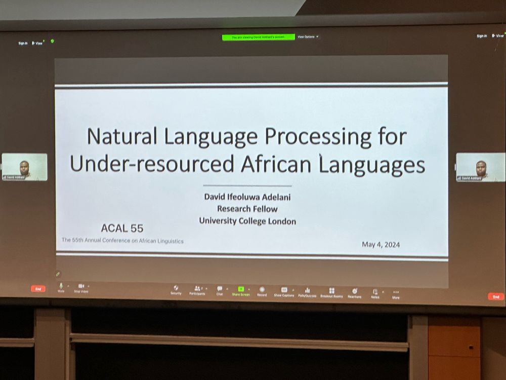 Slide reading “Natural Language Professing for Under-resourced African Languages”