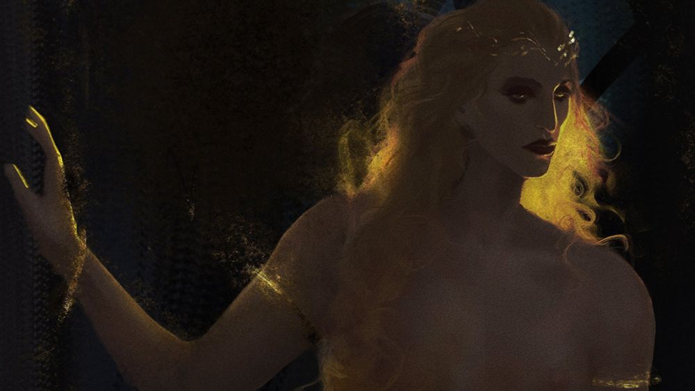 Close-up of one of my fanarts with Marika from Elden Ring