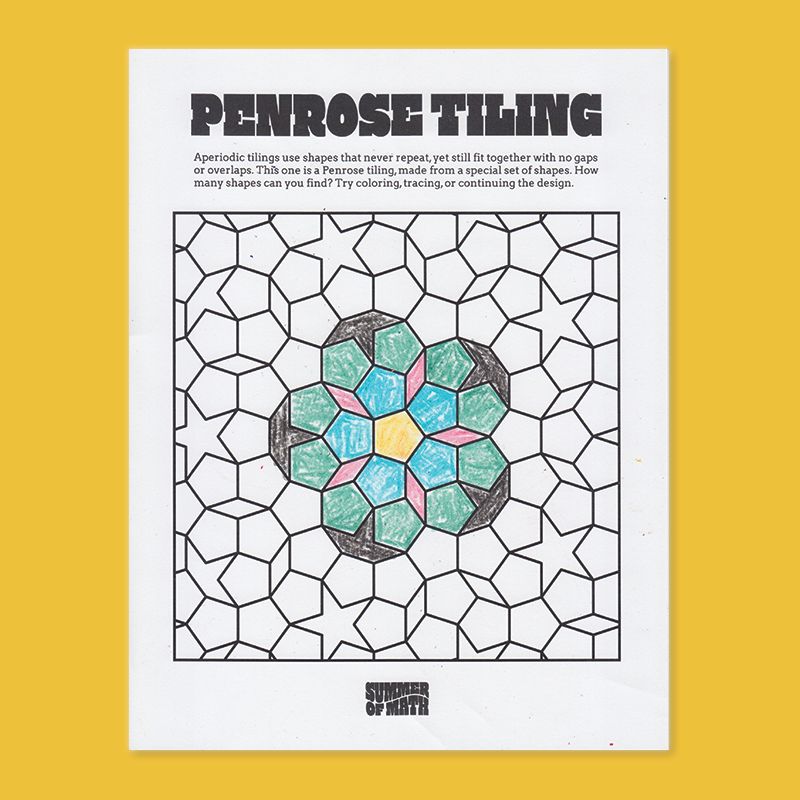 A "Penrose tiling" coloring sheet. Partly colored in.