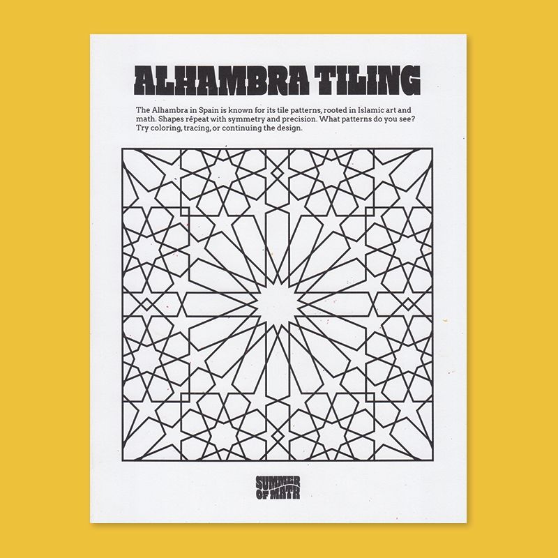 A "Alhambra tiling" coloring sheet. Waiting for you to color it in!