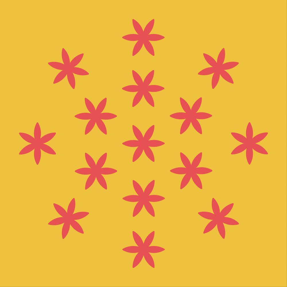 An array of geometric flowers