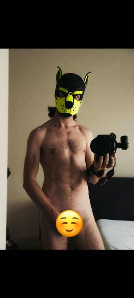 Naked Selfie with pup mask