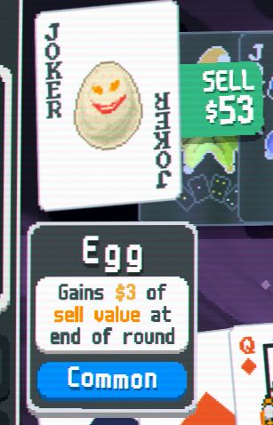 A screenshot of the Egg card from Balatro with a value of $53