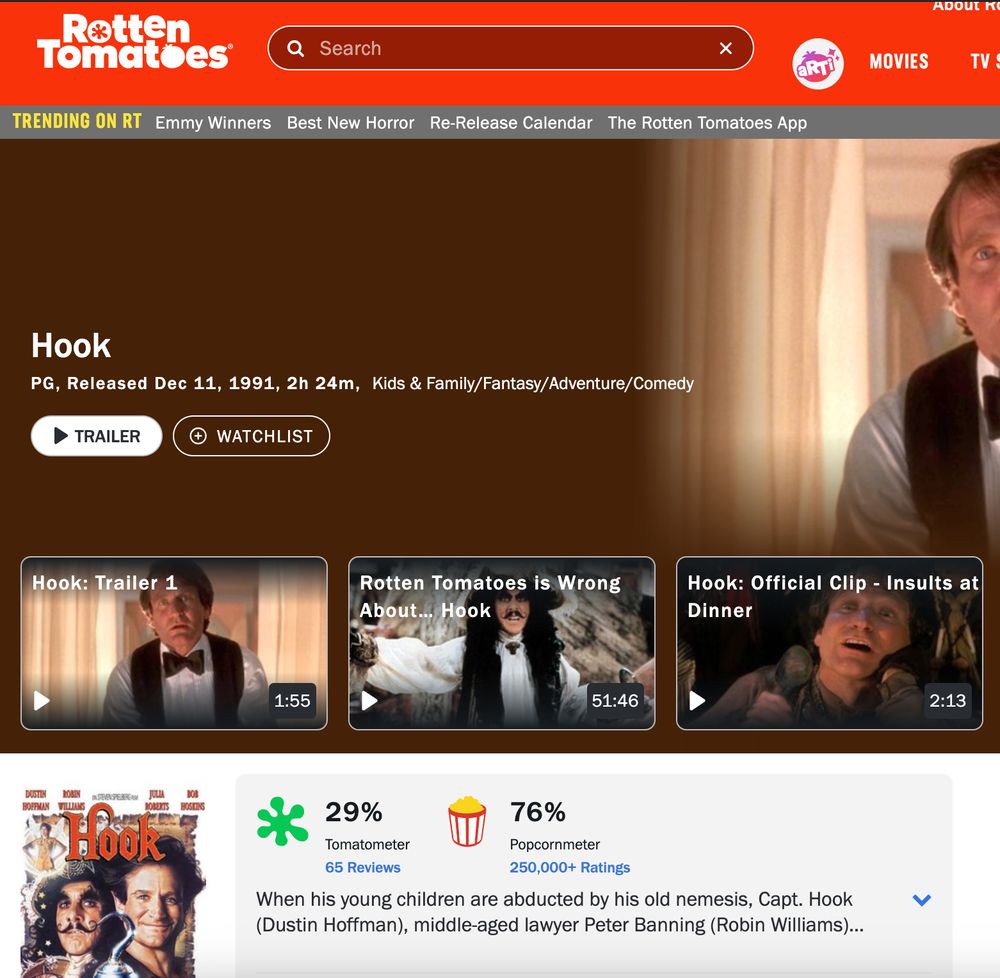 Hook on Rotten Tomatoes