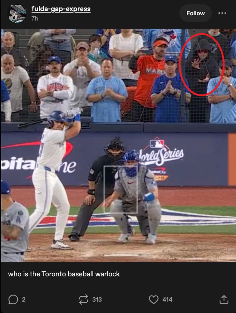 A screenshot of a baseball game with a red circle around the Toronto baseball warlock