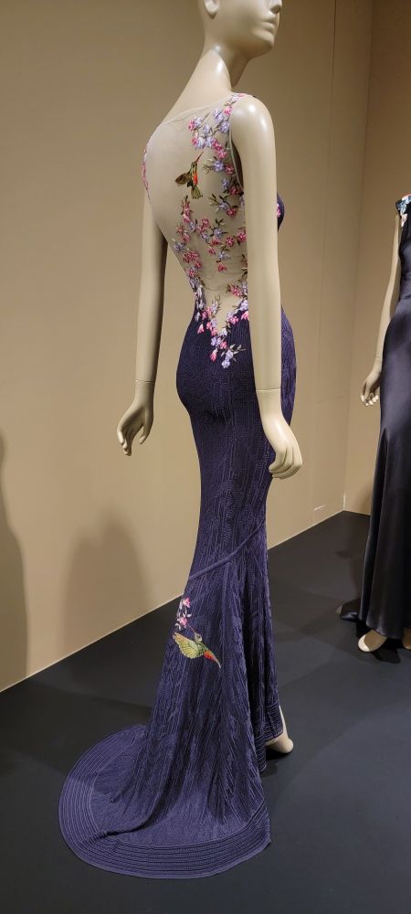 John Galliano - evening dress, 1999. As worn by Cate Blanchett at the Oscar's. A bare backed dress with delicate embroidery of birds and flowers.