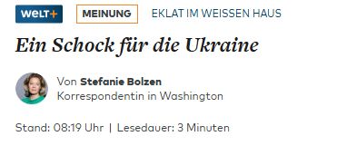 Neue WELT-Überschrift: »Ein Schock für die Ukraine« geändert.