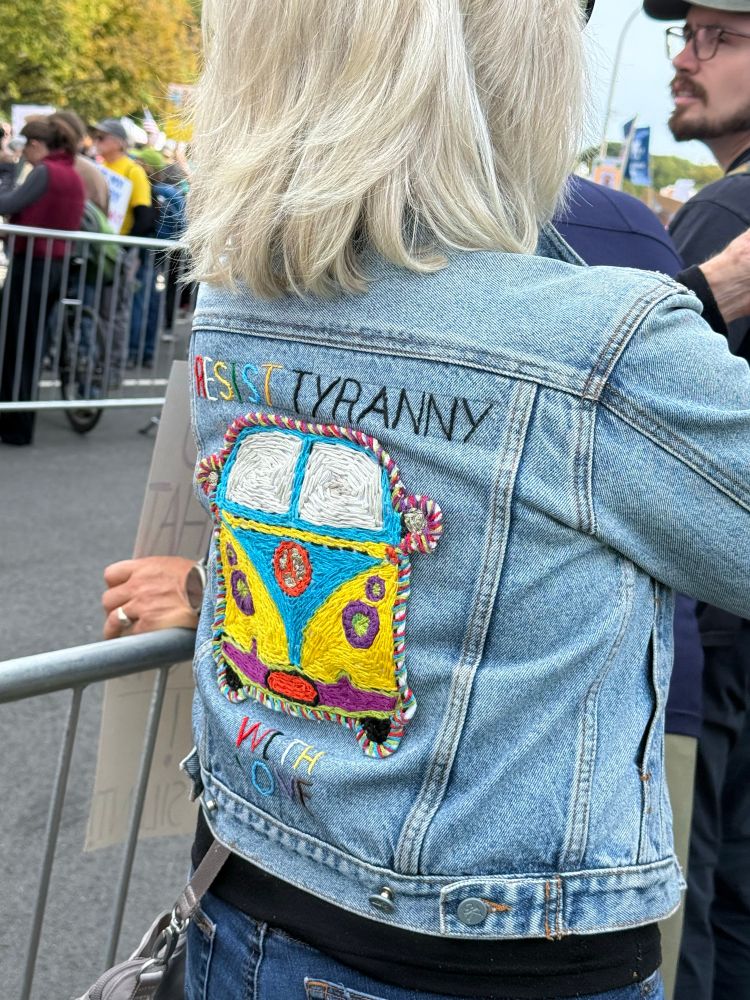 People protesting at the No Kings march in DC on October 18