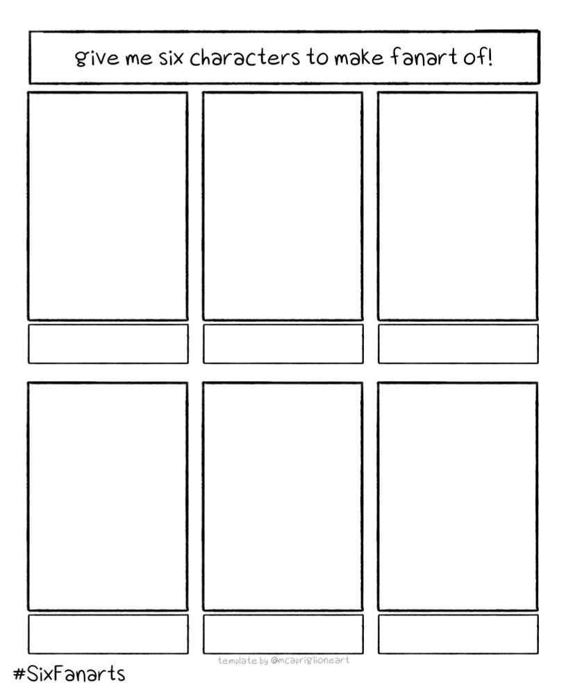 6 character fan art template