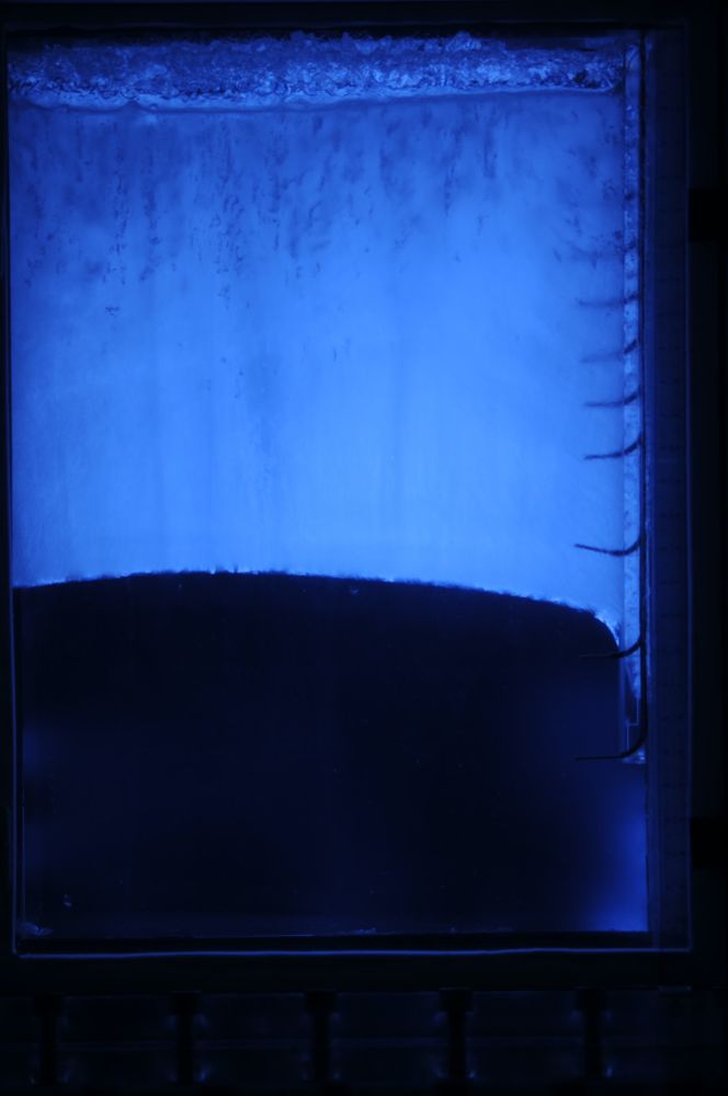 Sea ice grown with the new sea ice facility in the CFP Lab.