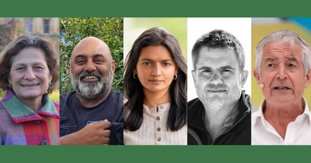 Environmentalists' headshots with green border top and bottom