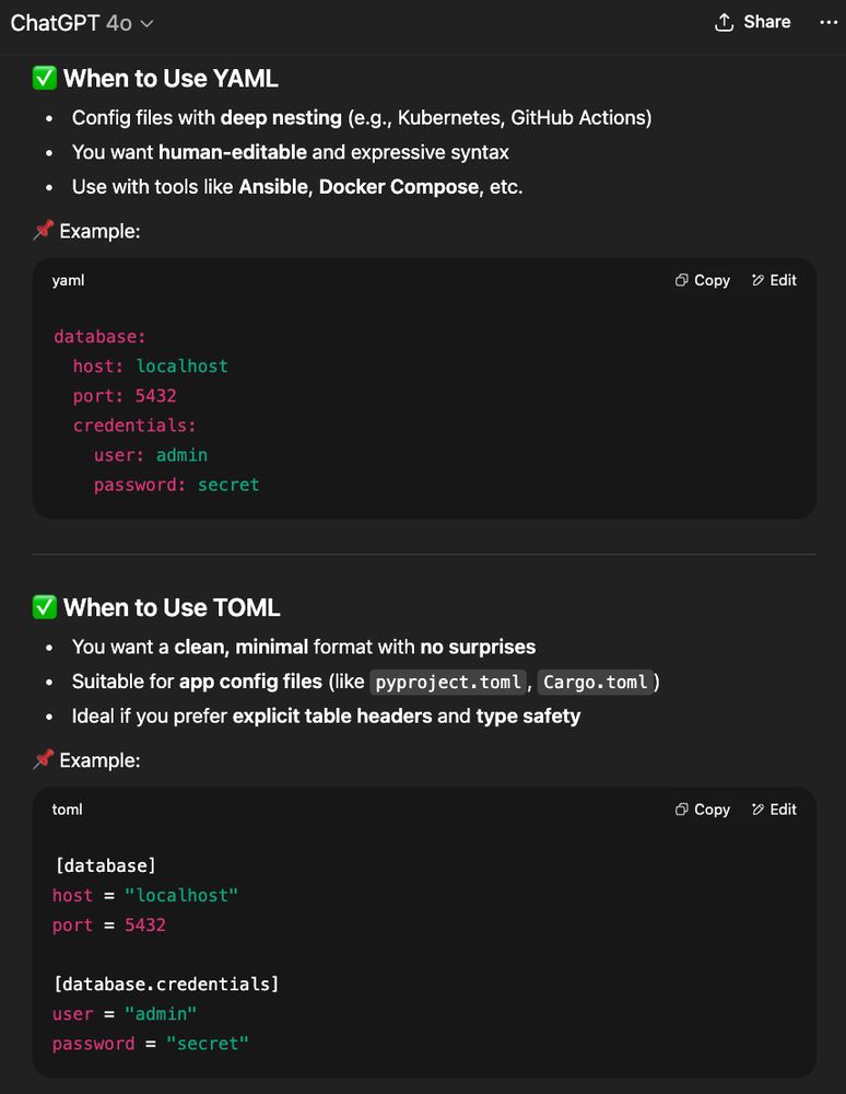 Learning when to use YAML vs TOML