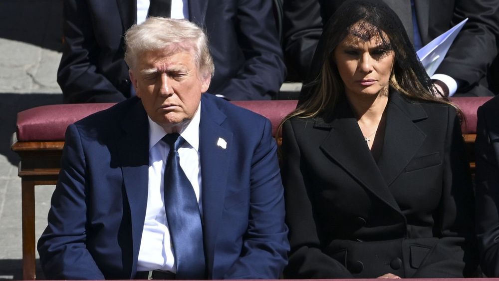 President Trump sleeping next to FLOTUS at the Pope's funeral