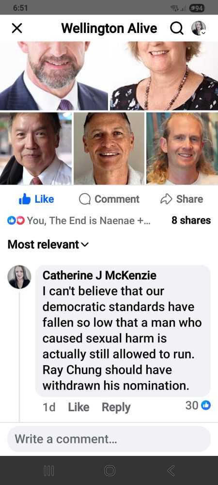 "I believe that our democratic standards have fallen down low that a man that caused sexual harm is actually still allowed to run. Ray Chung should have withdrawn his nomination"