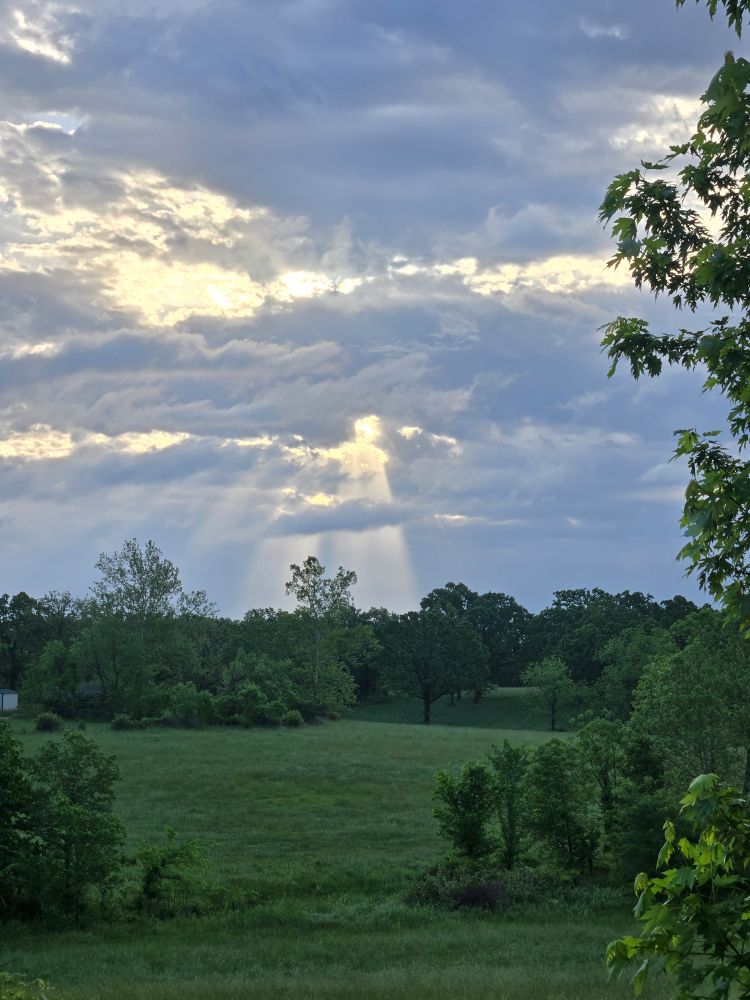 Sun rays breaking through the coulds.