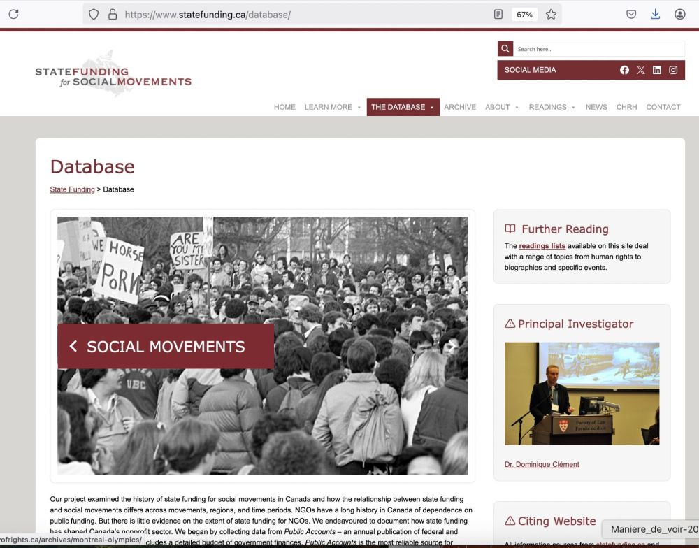 A screenshot of the home page of the database