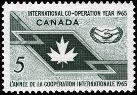 Canadian postage stamp for the 1965 International co-operation year.