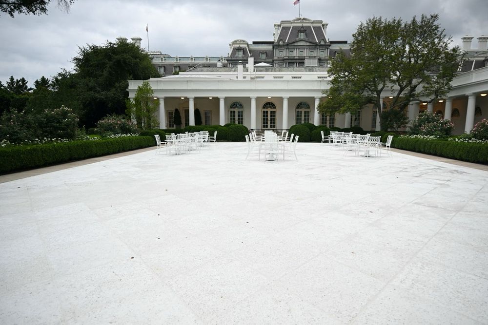 President’s assessment jars with social media criticism, which has seen his patio design bemoaned as a ‘parking lot’ and ‘concrete jungle’ that looks ‘devoid of life’