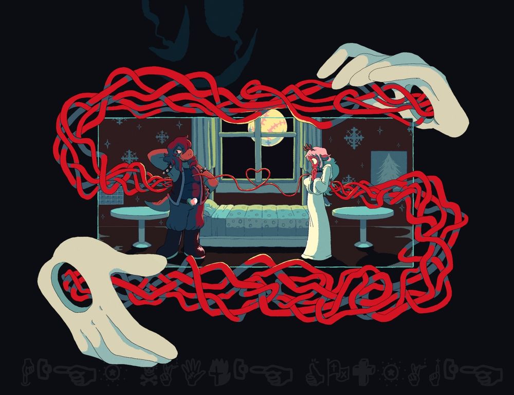 art by hellspawnmotel, below reads 'HER NAIVE COURAGE'.
